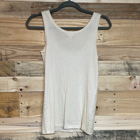 J. Crew size XS Cream Colored Sleeveless Sequin Soft Stretchy Cotton Tank Top - Picture 5 of 5